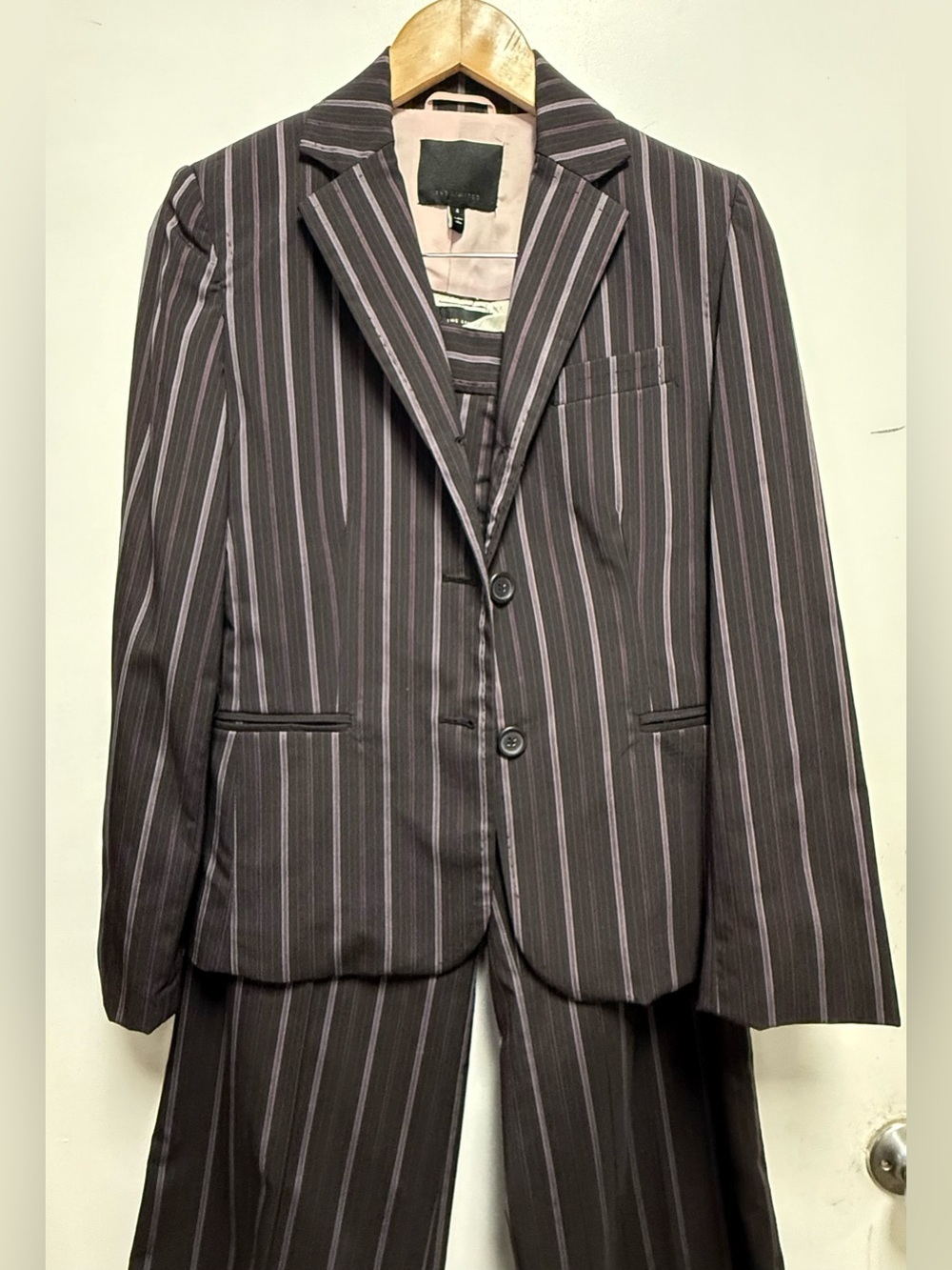 The Limited Black Pinstripe Wide-Leg Suit Pantsuit - Picture 2 of 16